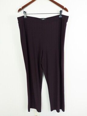 Sympli Grand Narrow Leg Pants Size 18 Dark Plum Brown Stretch Trave